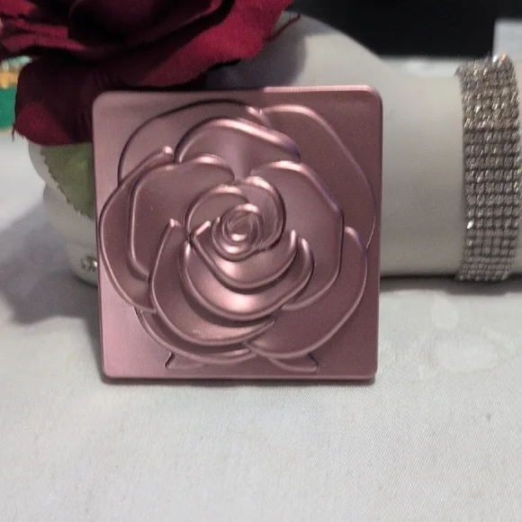 Elegant Pink Rose Double Sided Compact Mirror - Picture 1 of 4